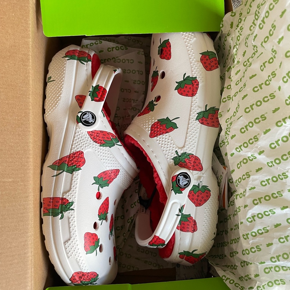 Strawberry lined Crocs